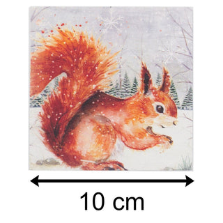 Set Of 2 Winter Woodland Slate Coasters | Rabbit Squirrel Drinks Coaster Set | Animal Square Cup Mug Table Mats