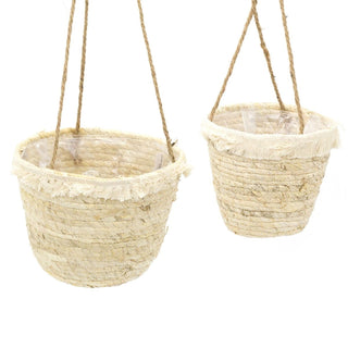 Set Of 2 Woven Hanging Planter Plant Pots | Indoor Hanging Baskets Plant Holder | Plant Hanger Hanging Basket Flower Pot Grow Bags