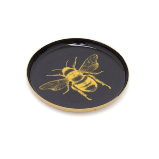 Set Of 3 Black and Gold Bee Display Tray Candle Trays | 3 Piece Metal Trinket Tray Jewellery Dish | Display Dish Set