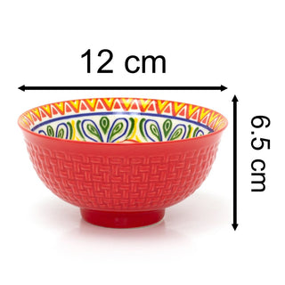 Set of 3 Bohemian Style Patterned Bowls | Ceramic Tapas Bowls Serving Bowls 12cm