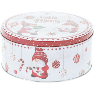 Set of 3 Christmas Gonk Storage Tins | 3 - piece Gnome Round Kitchen Nesting Tins