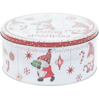Set of 3 Christmas Gonk Storage Tins | 3 - piece Gnome Round Kitchen Nesting Tins