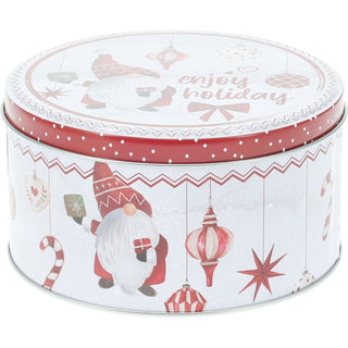 Set of 3 Christmas Gonk Storage Tins | 3 - piece Gnome Round Kitchen Nesting Tins