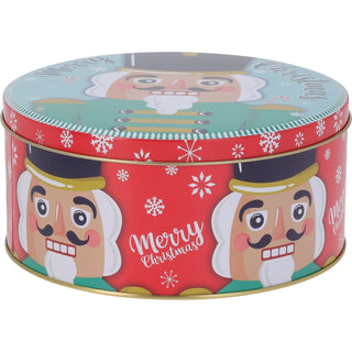 Set of 3 Christmas Storage Tins | 3 - piece Nutcracker Round Kitchen Nesting Tins