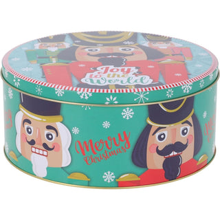 Set of 3 Christmas Storage Tins | 3 - piece Nutcracker Round Kitchen Nesting Tins