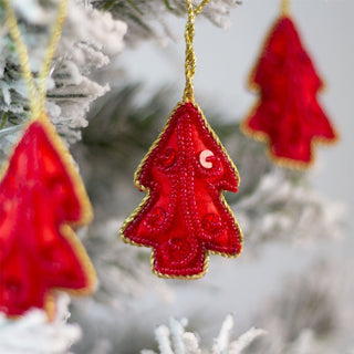 Set of 3 Christmas Tree Hanging Decorations | Red Tree Christmas Tree Baubles