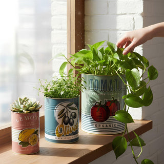 Set of 3 Decorative Retro Storage Tins | Tomato, Olive and Lemon Food Cans