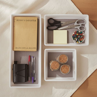 Set of 3 Drawer Organisers, Non - slip Plastic Kitchen Drawer Tidy Storage Trays