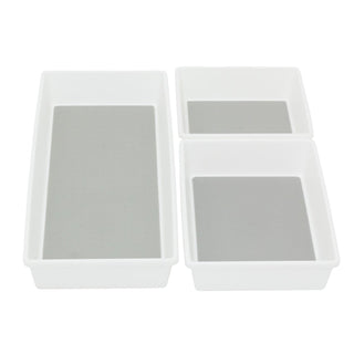 Set of 3 Drawer Organisers, Non - slip Plastic Kitchen Drawer Tidy Storage Trays