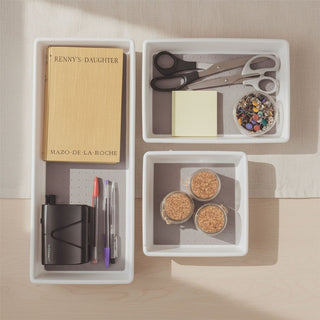 Set of 3 Drawer Organisers, Non - slip Plastic Kitchen Drawer Tidy Storage Trays