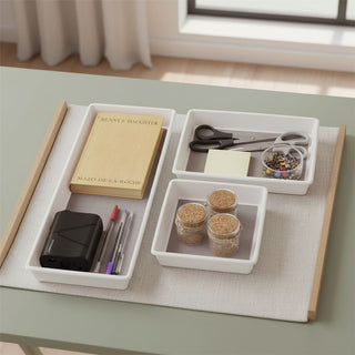 Set of 3 Drawer Organisers, Non - slip Plastic Kitchen Drawer Tidy Storage Trays