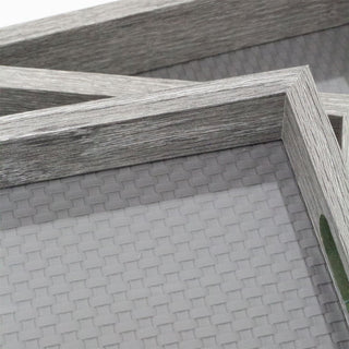 Set of 3 Grey Weave Serving Trays with Handles | Tea, Coffee & Breakfast Trays