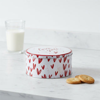 Set of 3 Heart Nesting Tins, Round Valentine Stacking Kitchen Storage Tins
