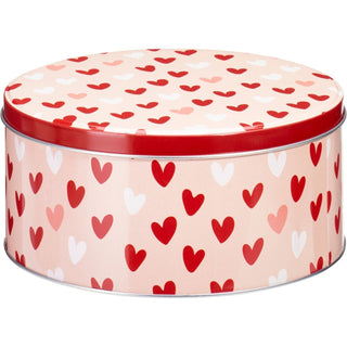 Set of 3 Heart Nesting Tins, Round Valentine Stacking Kitchen Storage Tins
