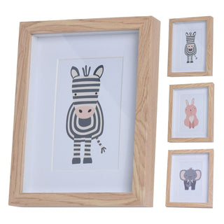 Set of 3 Kids Framed Animal Pictures Children's 3 Piece Animal Wall Art - 22x17cm