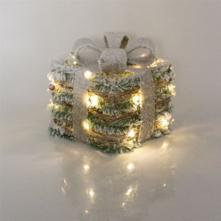 Set Of 3 LED Light Up Christmas Present Boxes | 3 Piece Rattan Snow Topped Light Up Xmas Christmas Gift Boxes | LED Christmas Parcels Christmas Decorations