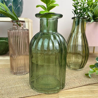 Set of 3 Mini Boho Glass Vases | Green & Pink Bud Vases for Home Styling