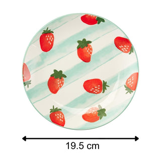 Set of 3 Side Plates, 19.5cm Ceramic Plates Summer Fruit Design for Picnic, BBQ