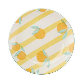 Set of 3 Side Plates, 19.5cm Ceramic Plates Summer Fruit Design for Picnic, BBQ