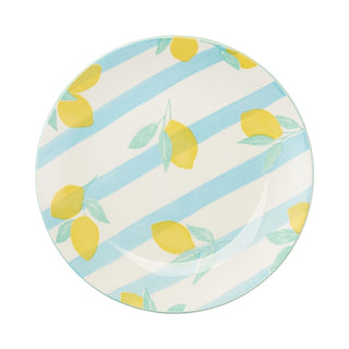 Set of 3 Side Plates, 19.5cm Ceramic Plates Summer Fruit Design for Picnic, BBQ