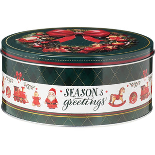 Set of 3 Traditional Christmas Storage Tins | 3 - piece Round Kitchen Nesting Tins
