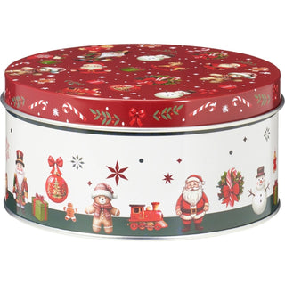 Set of 3 Traditional Christmas Storage Tins | 3 - piece Round Kitchen Nesting Tins