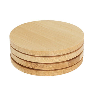 Set of 4 Bamboo Coasters | 4 - piece Wooden Drink Mats for Kitchen & Dining - 10cm