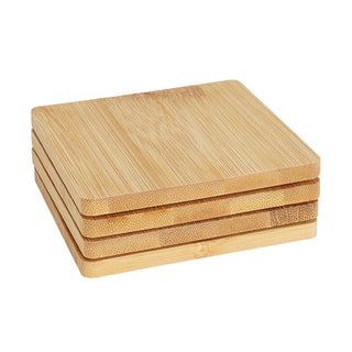 Set of 4 Bamboo Coasters | 4 - piece Wooden Drink Mats for Kitchen & Dining - 10cm