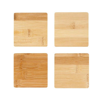 Set of 4 Bamboo Coasters | 4 - piece Wooden Drink Mats for Kitchen & Dining - 10cm