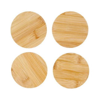 Set of 4 Bamboo Coasters | 4 - piece Wooden Drink Mats for Kitchen & Dining - 10cm