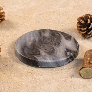 Set Of 4 Black Marble Coasters | 4 Piece Round Natural Stone Marble Coaster Set