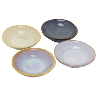 Set of 4 Ceramic Snack Bowls, Reactive Glaze Dipping Bowls, Nibbles Dishes