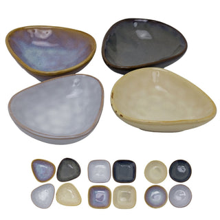 Set of 4 Ceramic Snack Bowls, Reactive Glaze Dipping Bowls, Nibbles Dishes