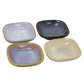 Set of 4 Ceramic Snack Bowls, Reactive Glaze Dipping Bowls, Nibbles Dishes