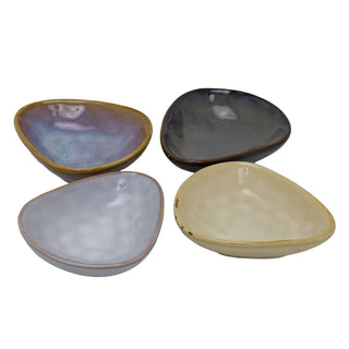 Set of 4 Ceramic Snack Bowls, Reactive Glaze Dipping Bowls, Nibbles Dishes