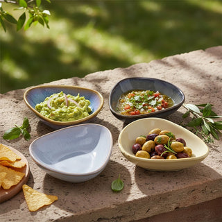 Set of 4 Ceramic Snack Bowls, Reactive Glaze Dipping Bowls, Nibbles Dishes