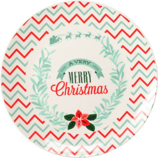 Set of 4 Christmas Ceramic Plates | Fun Festive Design for Snacks, Desserts & Santa’s Treats | Bright Christmas Tableware - 20cm