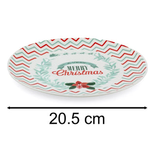 Set of 4 Christmas Ceramic Plates | Fun Festive Design for Snacks, Desserts & Santa’s Treats | Bright Christmas Tableware - 20cm