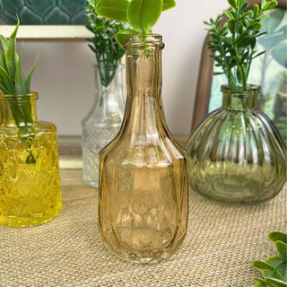 Set of 4 Coloured Glass Bud Vases | Citrus Vintage Mini Glass Flower Vases