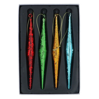 Set of 4 Colourful Glass Drop Christmas Tree Decorations, Gisela Graham