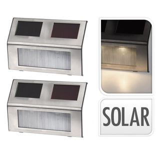 Set of 4 Garden Solar Lights | Stainless Steel Garden Wall Fence Decking Lights
