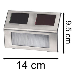 Set of 4 Garden Solar Lights | Stainless Steel Garden Wall Fence Decking Lights