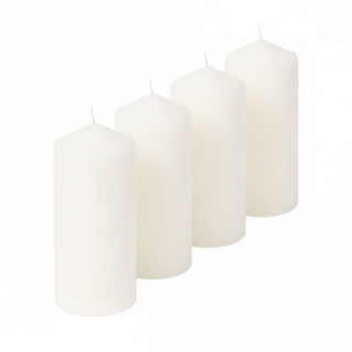 Set of 4 Large Ivory Pillar Candles, 7x15cm Unscented White Decorative Candles