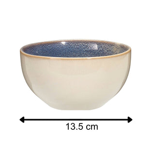 Set of 4 Light Blue Stoneware Bowls, 580ml Reactive Glaze Cereal Soup Bowls