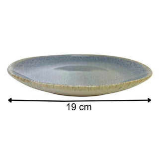 Set of 4 Light Blue Stoneware Side Plates, 19cm Reactive Glaze Round Plates