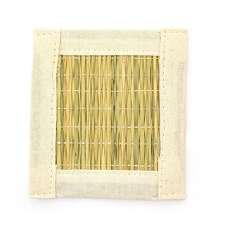 Set Of 4 Natural Grass & Jute Placemats And Coasters | 4 Piece Rustic Style Place Mat Kitchen Dining Mat | Grass Placemat And Coaster Set Table Mats And Coasters