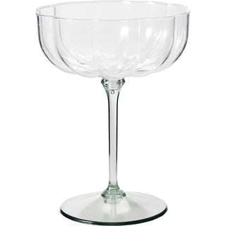 Set of 4 Plastic cocktail Glasses, Clear Scalloped Retro Coupe Stemware 240 ml