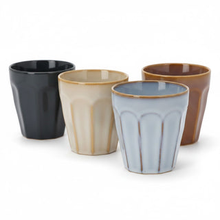 Set of 4 Reactive Glaze Tumbler Mugs, 250ml Multi Colour Stoneware Coffee Cups