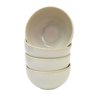 Set of 4 Sandstone Stoneware Bowls, 580ml Reactive Glaze Cereal Soup Bowls