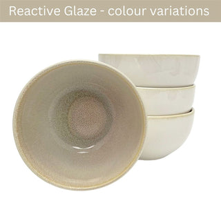 Set of 4 Sandstone Stoneware Bowls, 580ml Reactive Glaze Cereal Soup Bowls